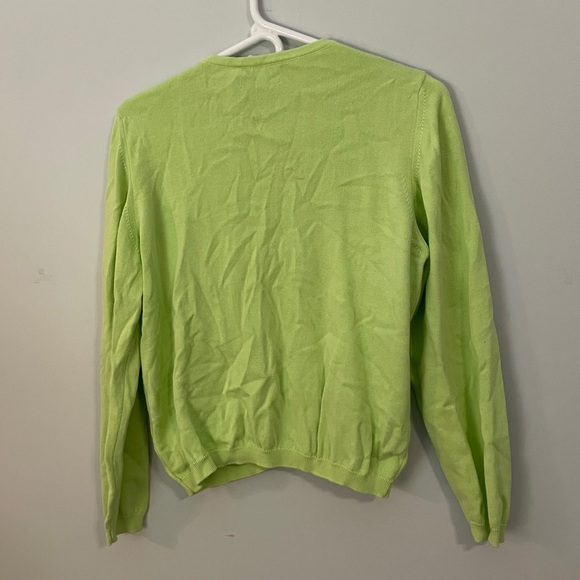 Vintage Lilly Pulitzer Light Lime Green 100% Cotton Button Up Cardigan Size PL - Picture 2 of 5